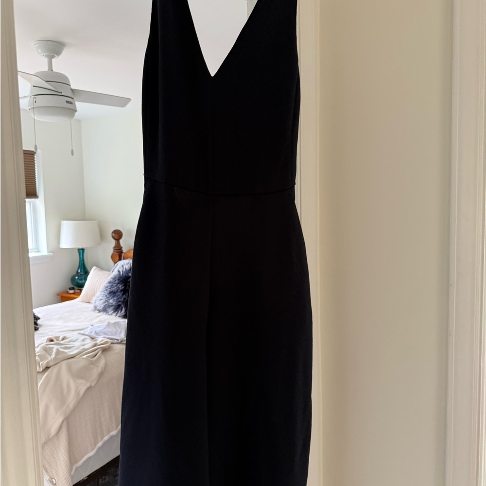 Wilfred Navy V-Neck Cropped Jumpsuit with Tie Back
